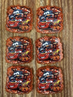 6 Pc Lightning McQueen Acrylic Flatbacks